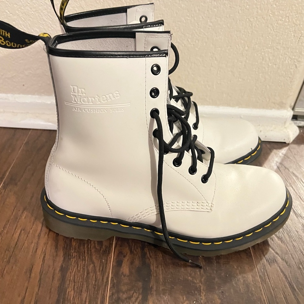 Dr. Martens White Leather Boots